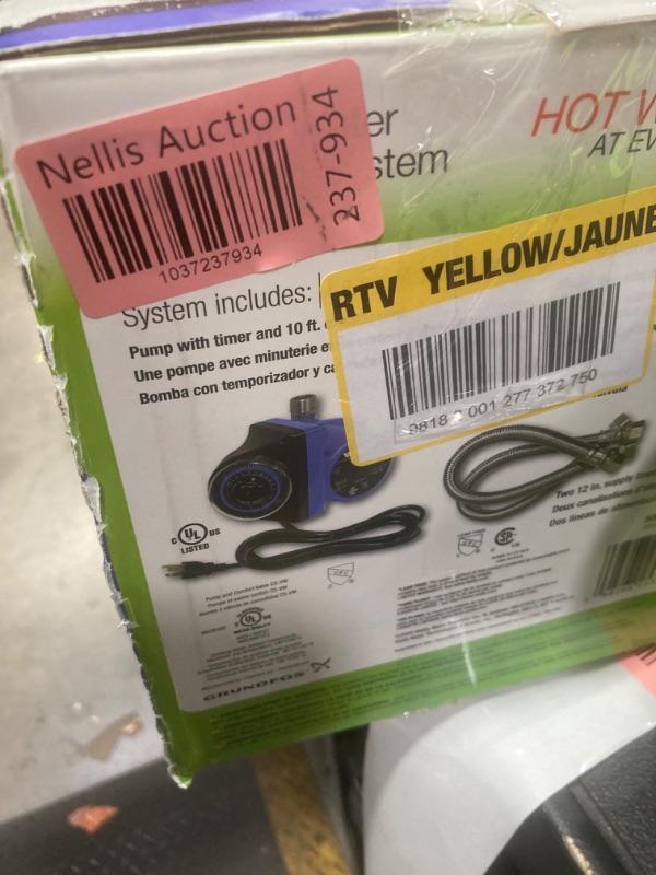 Photo 1 of Watts Hot Water Recirculation System with Programmable Timer for Tank Water Heaters, Instant Hot Water, 120V Pump, 10 ft Cord, 2 Adapters, Sensor Valve, Mounting Screws, 2 Supply Lines (0955800)