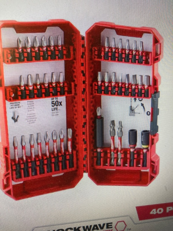 Photo 1 of **see notes**
Milwaukee
SHOCKWAVE Impact Duty Alloy Steel Screw Driver Drill Bit Set (40-Piece)