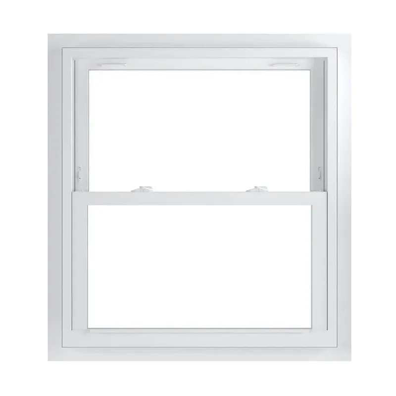 Photo 1 of 33.75 in. x 36.75 in. 70 Series White Double Hung Low-E Argon Glass Vinyl Fin with J Window, Screen 