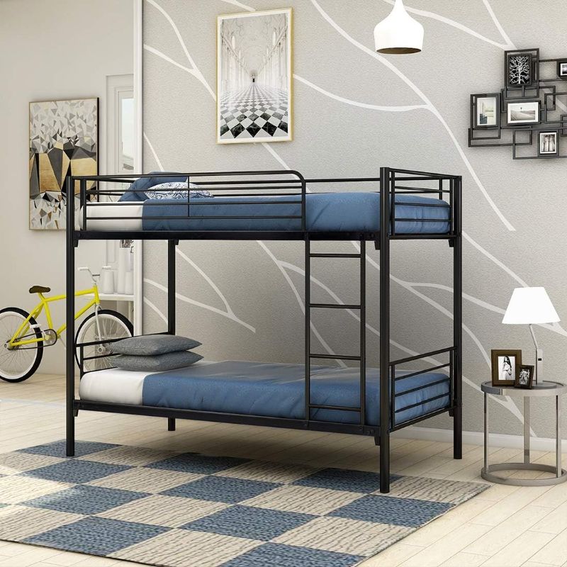 Photo 1 of  Bunk Bed Frame Twin Over Twin with Ladder Heavy Duty Metal Bed Frame,Black
