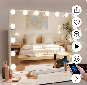 Photo 1 of 22''x20'' Vanity Mirror with Lights Bluetooth Tabletop Wall Mount Metal White Led make up mirror n