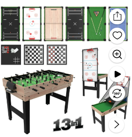 Photo 1 of 





Rollback
Tzumi
Tzumi 13-in-1 Multi Game Table for Arcade Games of Foosball, Air Hockey, and More