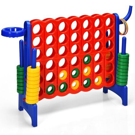 Photo 1 of Costway 4-in-a Row Giant Game Set W/Basketball Hoop for Family - Blue
