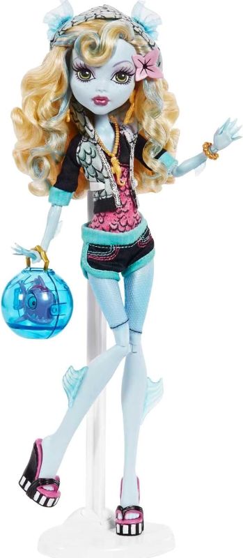 Photo 1 of 
Monster High Lagoona Blue Reproduction Doll Wearing Original Fashion & Shoes with Pet, Display Stand & Accessories, 10-5-inch Collectible Toy