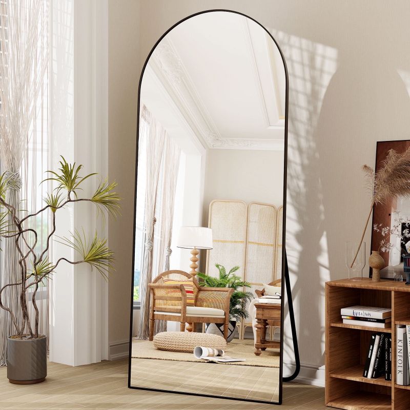 Photo 1 of BEAUTYPEAK 71"x 26" Oversized Full Length Mirror Arch Standing Floor Mirror Full Body Mirror, Black
