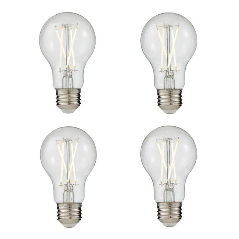 Photo 1 of 60-Watt Equivalent A19 Dimmable Edison LED Light Bulb True White (4-Pack)
