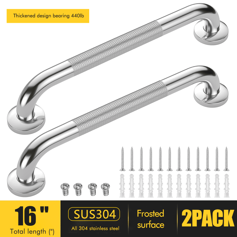 Photo 1 of 2 Pack 18 Inch Grab Bars for Bathtubs and Showers, Anti Slip Shower Grab Bars Stainless Steel Shower Handle Handicap Elderly Senior Assist Bathroom Saft Handle
