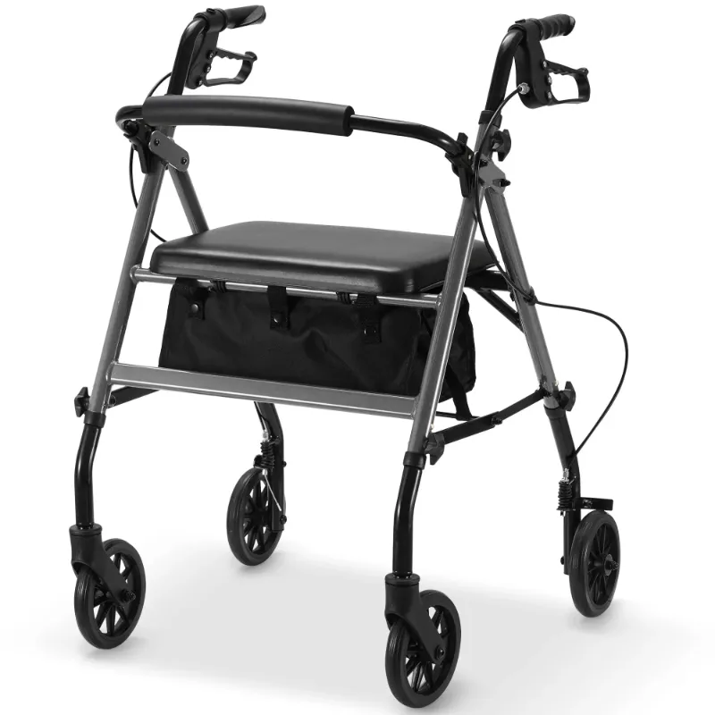 Photo 1 of  Rolling Walker for Seniors, Foldable Rollator Walker with Seat and 6” Wheels, 300 lb Capacity, Aluminum Frame, Gray