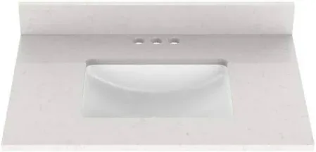 Photo 1 of 31 in. W x 22 in. D Quartz Vanity Top in Snow Orchid with White Ceramic Rectangular Single Sink