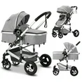 Photo 1 of AILEEKISS 3-in-1 Convertible Baby Stroller, Folding Newborn Stroller with Big Seat, 21LB, Light Grey
