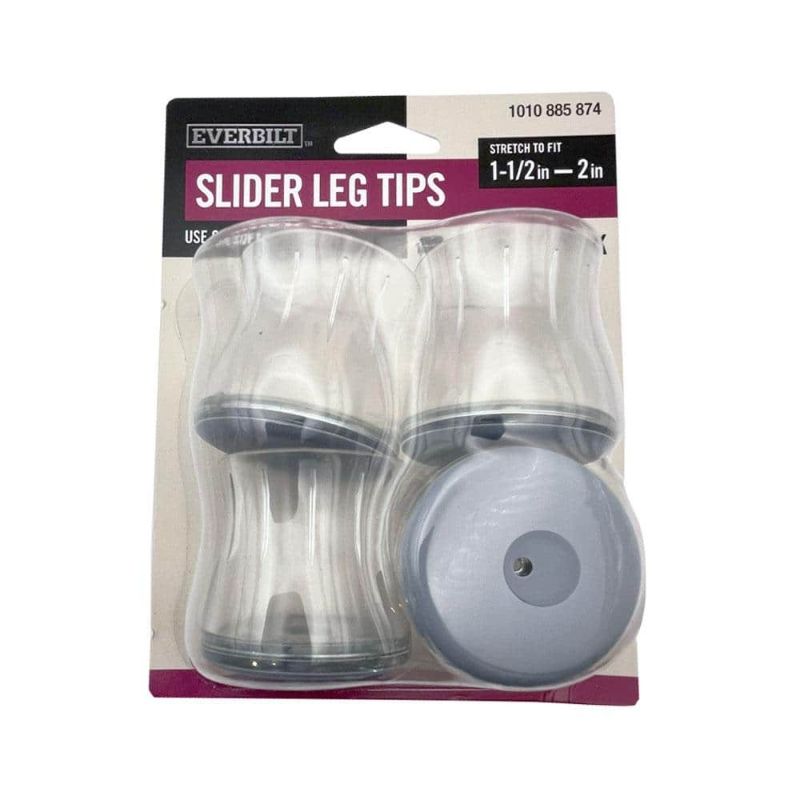 Photo 1 of 1-1/2 in. to 2 in. Clear Round Leg Tip Slider (4-Pack)
