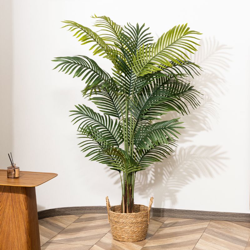 Photo 1 of Artificial Plants, 5ft Fake Palm Tree, Pre Potted Faux Greenry Tree for Home Decor Office House Living Room Indoor Outdoor, Big Fake Plants Fake House Plants
