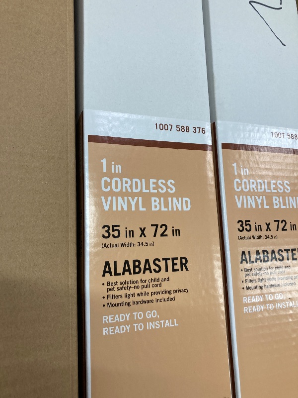 Photo 1 of 1 Inch Cordless Vinyl Blinds 35in x 72in 