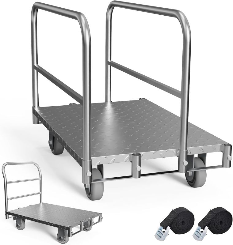 Photo 1 of ***PARTS ONLY***
2 in 1 Panel Cart, Heavy Duty Flatbed Cart w/5In Swivel Caster 2000LBS Weight Capacity Lumber Drywall Mattress Cart Transporting Heavy Loads with Ease and Efficiency 2PCS Straps for Platform Truck
