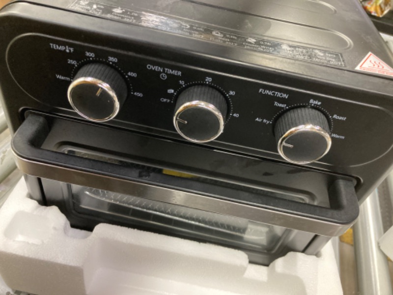 Photo 1 of COMFEE' Retro Air Fry Toaster Oven, 7-in-1, 1500W, 19QT Capacity, 6 Slice, Rotisseries, Warm, Broil, Toast, Convection Bake, Black, Perfect for Countertop
