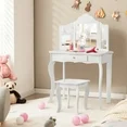 Photo 1 of Costway Vanity Table Set Makeup Dressing Table Kids Stool Mirror White
