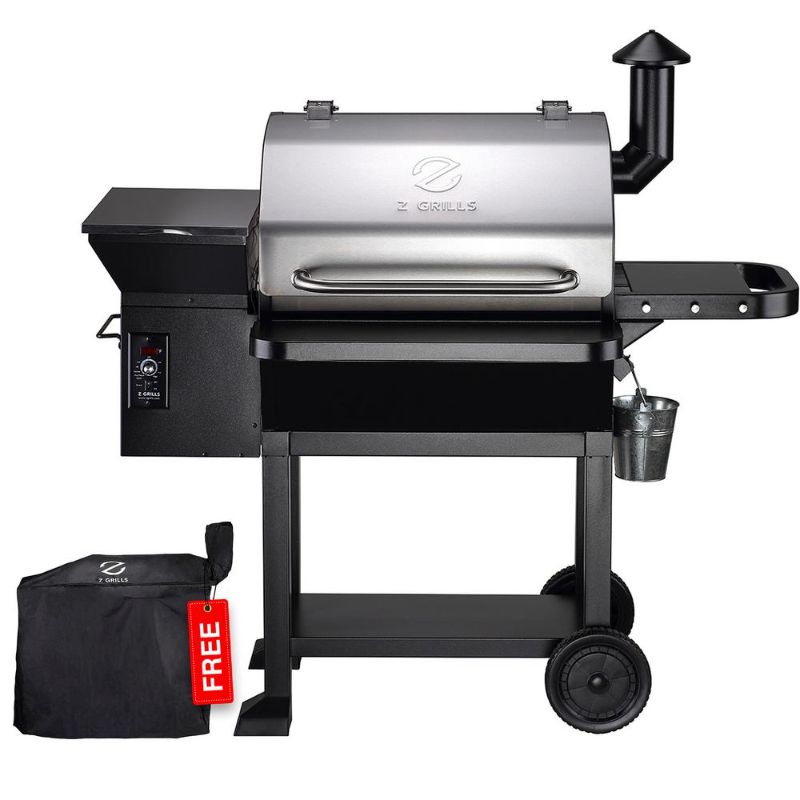 Photo 1 of 1056 Sq. in. Pellet Grill and Smoker in Stainless Steel with Grill Cover Included