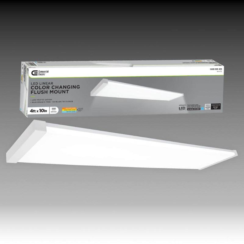 Photo 1 of 4 Ft. X 10 in. White End Caps LED Flush Mount Indoor 4200 Lumens Selectable CCT Kitchen Office