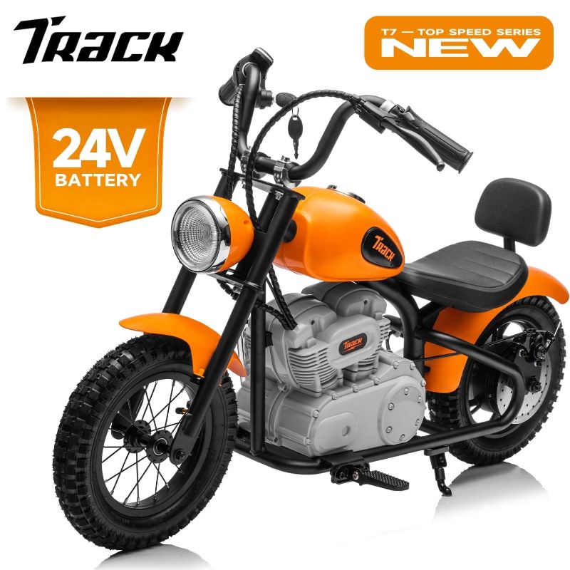 Photo 1 of **see notes**
Track 7 24V Electric Dirt Bike for kids, 250W Ride on Motorcycle with Twist Grip Throttle, Hand-Operated Brakes, Key Start, Off-Road Motocross Speed Up to 10 MPH, Age 8+, Orange
