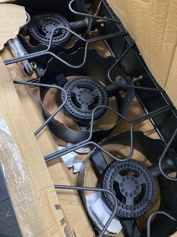 Photo 1 of COOKAMP Propane Triple Burner Angle Iron Camp Stove with CSA Listed Regulator and 4ft Hose (SA3200)