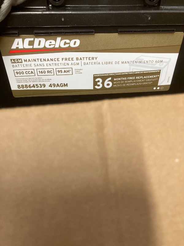 Photo 4 of ACDelco Battery Asm - 94RAGM & Gold 48AGM 36 Month Warranty AGM BCI Group 48 Battery , Black