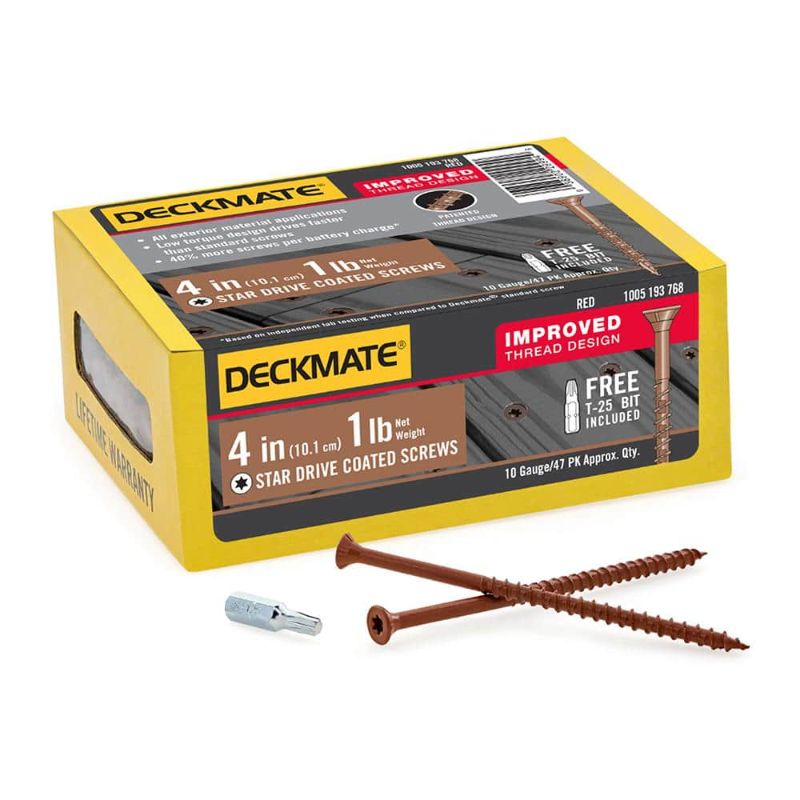 Photo 1 of #10 X 4 in. Red Flat Head Square Drive Deck Screw 1 Lb.-Box (147-Piece)
