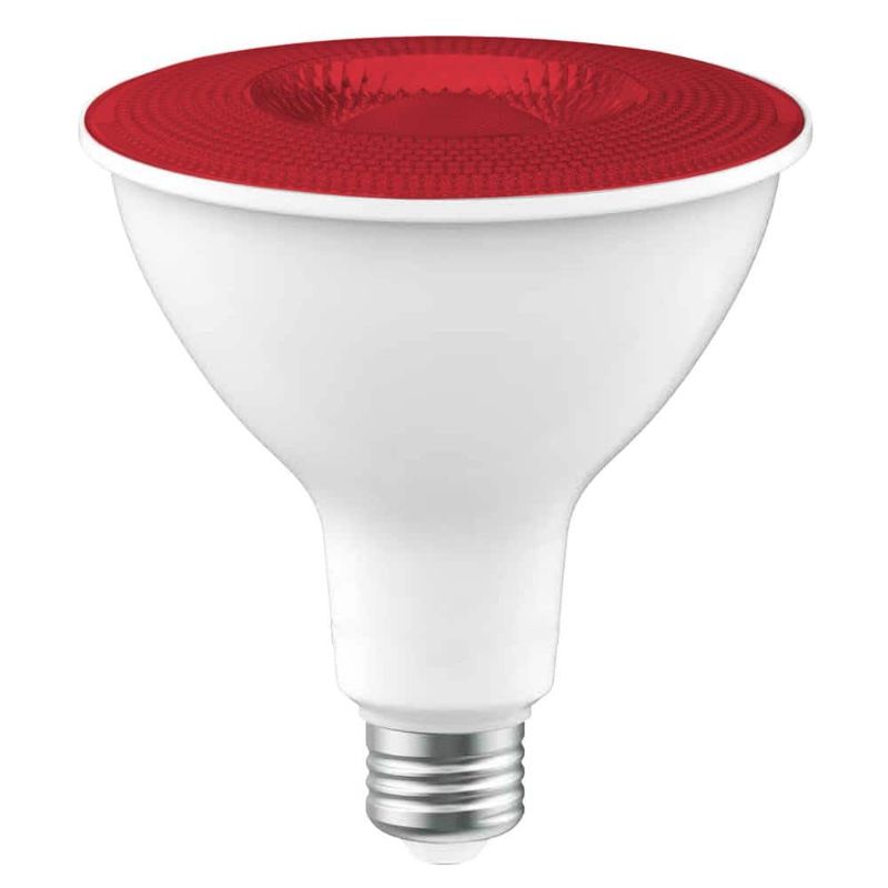 Photo 1 of 90-Watt Equivalent PAR38 Red Color Decorative Indoor/Outdoor E26 Medium Base LED Light Bulb (1-Pack)
