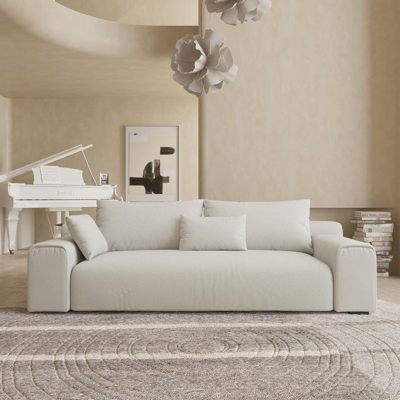 Photo 1 of Acanva Modern Minimalist Sofa with Extra Deep Seats for Living Room, Bedroom and Lounge, Wool-Like Couch