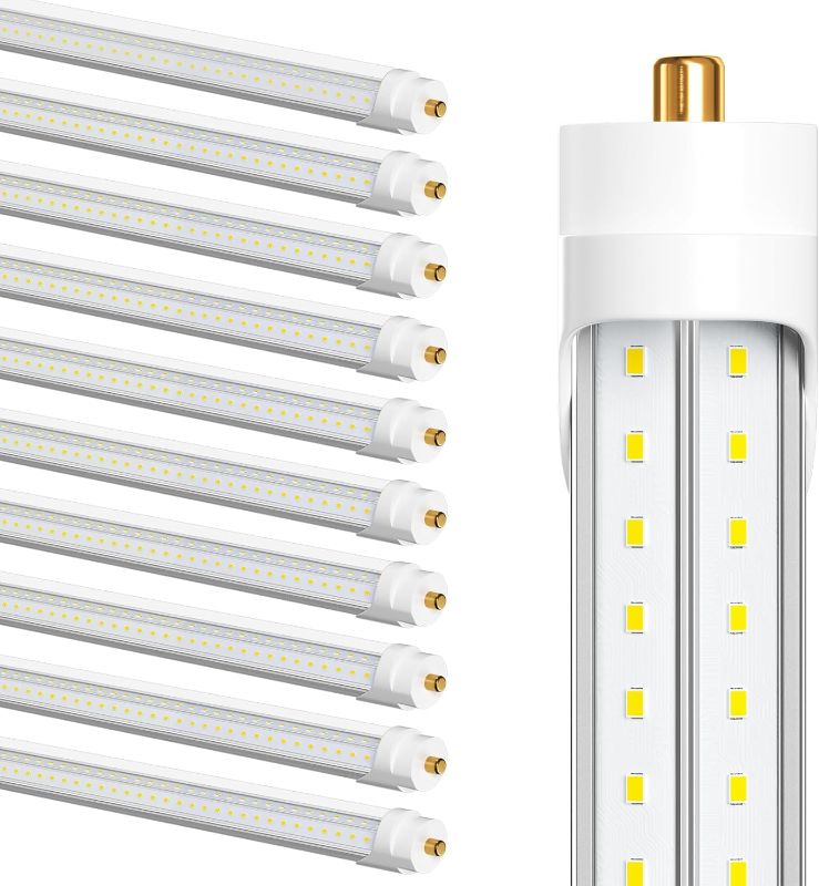 Photo 1 of 75w 8ft Led Bulbs, 9500lm 5000k 8' Led Bulbs, V Shaped Clear Cover T8 Led Tube Lights 8ft, T8 Led Bulbs 8 Foot, 8' Led Replacement for T8 T10 T12 F96t12 Fluorescent Tubes