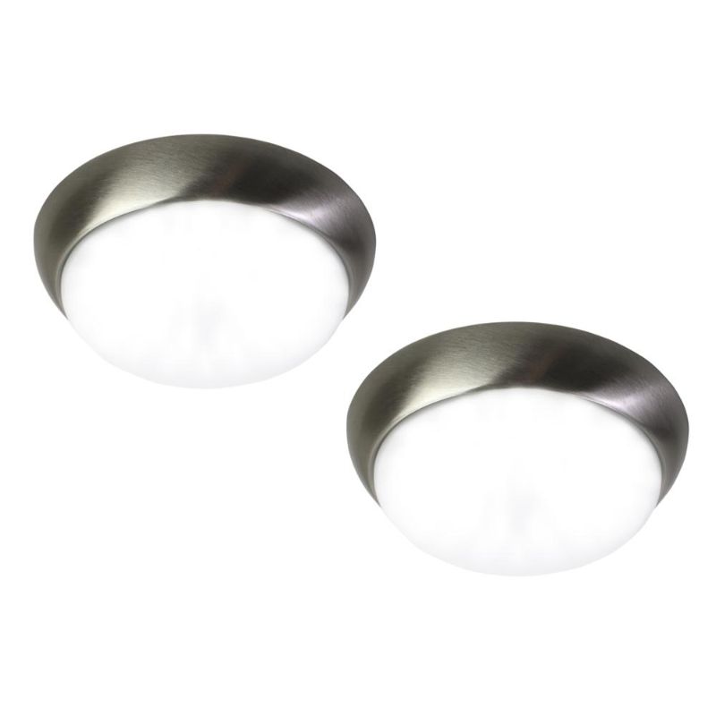 Photo 1 of 11 in. 1-Light Brushed Nickel Flush Mount (2-Pack)