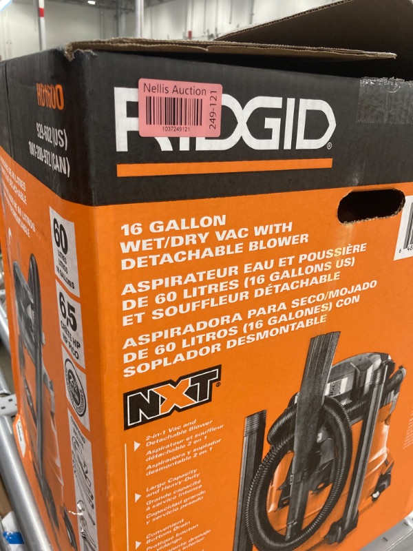 Photo 1 of ***MISSING PARTS***Ridgid 16 gal. 6.5-Peak HP NXT Wet/Dry Shop Vacuum with Detachable Blower, Hose