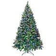 Photo 1 of BSHAPPLUS 7.5 ft Pre-Lit Christmas Tree,600 Multicolor Lights,1600 Flocked Tips,90 Pine Cones and Berries,Holiday Artificial Xmas Tree