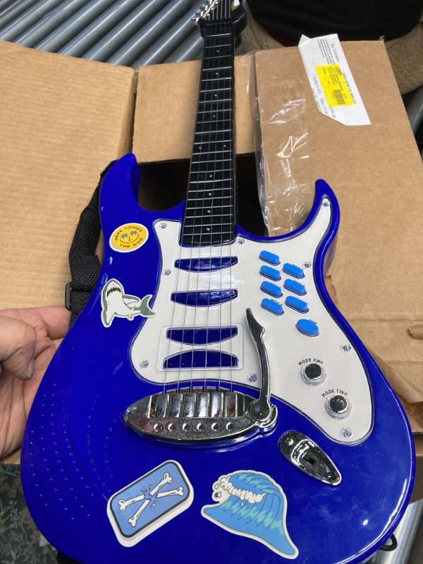 Photo 2 of Best Choice Products Kids Electric Musical Guitar Toy Play Set w/ 6 Demo Songs, Whammy Bar, Microphone - Blue