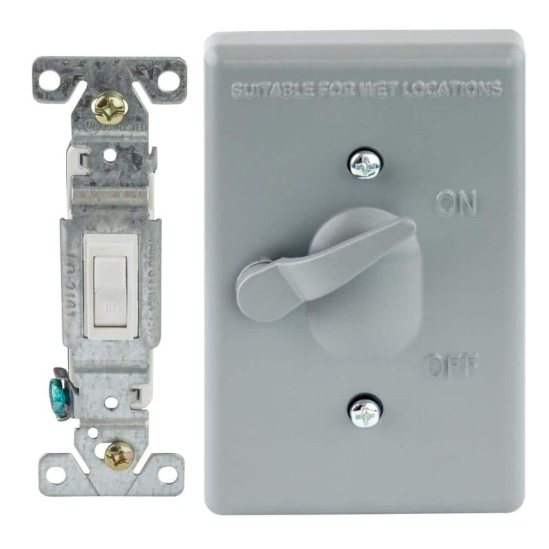 Photo 1 of 1-Gang Metallic Weatherproof Toggle Switch Cover Kit, Gray*****56 pack*****