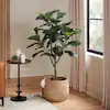 Photo 1 of 4ft Faux Fiddle Leaf Fig Tree in White Pot
