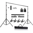 Photo 1 of 10ft Adjustable Background Support Stand Photography Video Studio Backdrop Kit, 4 Backdrop Clamps, 2 Sandbags for Wedding Party Stage Decoration Black