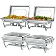 Photo 1 of Chafing Dish Buffet Set 4 Pack, TINANA 8QT Stainless Steel Chafing Dishes for Buffet, Chafers and Buffet Warmers Sets for Parties, Events, Wedding, Camping, Dinner