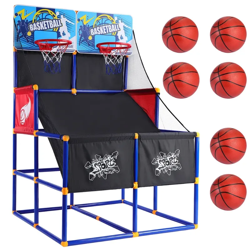 Photo 1 of Basketball Goal for Kids, Outdoor Indoor Basketball Hoop Arcade Game with 6 Balls with Pump, Basketball Shooting System for Toddlers and Children, Sports Toys for 3-6 Year Old Boys Girls Gifts