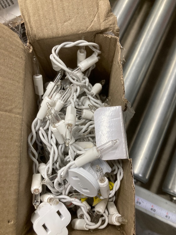 Photo 1 of 200 Clear Incandescent Mini Icicle Lights 9 Ft White Wire