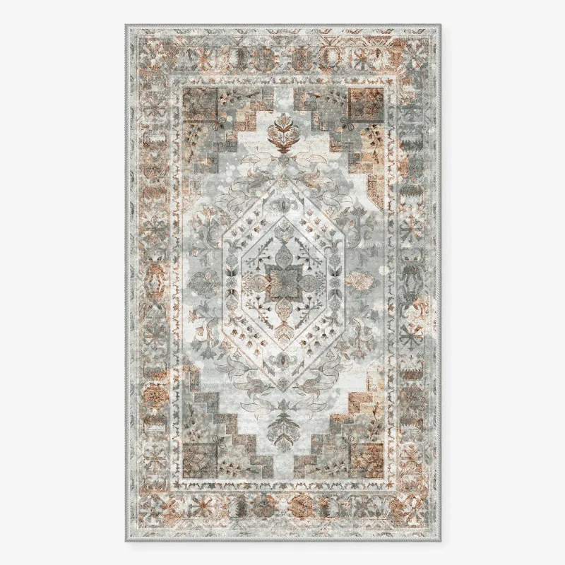 Photo 1 of Coodeto Doormat 2'x3' Area Rug Machine Washable Vintage Thin Rug, Boho Non-Slip Oriental Medallion Door Mat for Entryway Kitchen Bathroom
