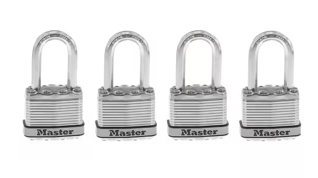 Photo 1 of ****MISSING KEYS***Heavy Duty Outdoor Padlock with Key, 1-3/4 in. Wide, 1-1/2 in. Shackle, 4 Pack