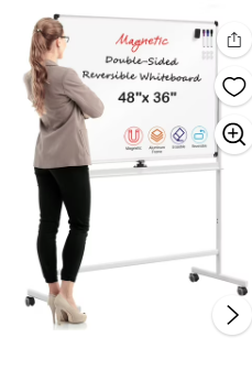 Photo 1 of ****WHITEBOARD HAS WAVES AND SOME DENTS****VUSIGN 48''x36'' Mobile Magnetic Double-Sided Reversible Whiteboard Height Adjust