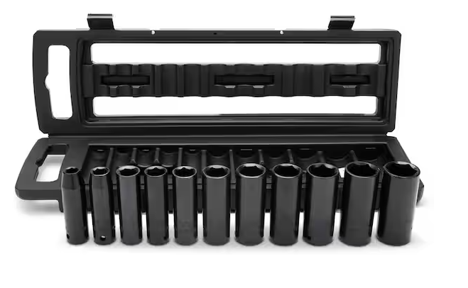 Photo 1 of 1/2 in. Drive SAE 6-Point Impact Socket Set with Storage Case (11-Piece)


