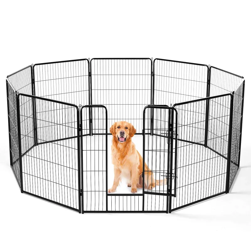 Photo 1 of edx Dog Playpen, 8 Panels 40" Foldable Heavy Duty Metal Pet Fence Dog Crates with Doors Indoor Outdoor
