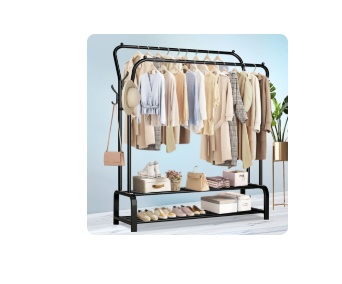 Photo 2 of BAOKALER Metal Clothes Rack Garment Rack for Hanging Clothes, Clothing Garment Rack with 6 Hooks, Clothing Racks or Hanging Racks, Black