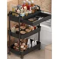 Photo 1 of -Tier Utility Rolling Cart,RLUETIME Mobile Utility Cart with Drawer,Storage Shelves Organizer Cart, Black