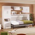 Photo 1 of SEE NOTES Twin Size Murphy Bed with 3 Open Shelves and Storage Drawers,Space-Saving Bed with Wardrobe and Table,White Wall Hidden Bed with 3 Locker Doors for Bedroom or Guestroom