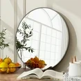 Photo 1 of BEAUTYPEAK 24" Wall Mirror Bathroom Mirror Wall Mounted Round Mirror, Black