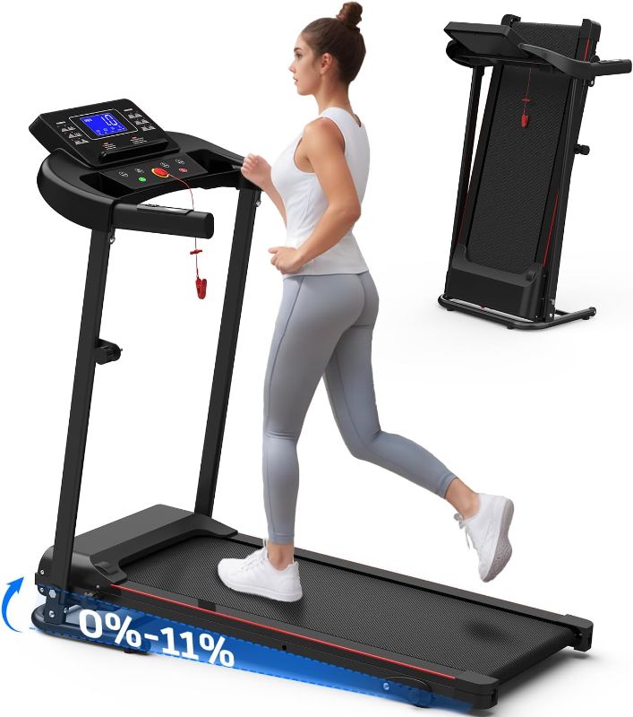 Photo 1 of Benef Treadmill with Incline, Treadmills for Home 265 lbs Capacity, Foldable Treadmill with 3 Level Incline, 0.5-7.6 MPH, 2.5 HP Quite Portable Treadmill for Home Small,12 Preset PROG, LED Display