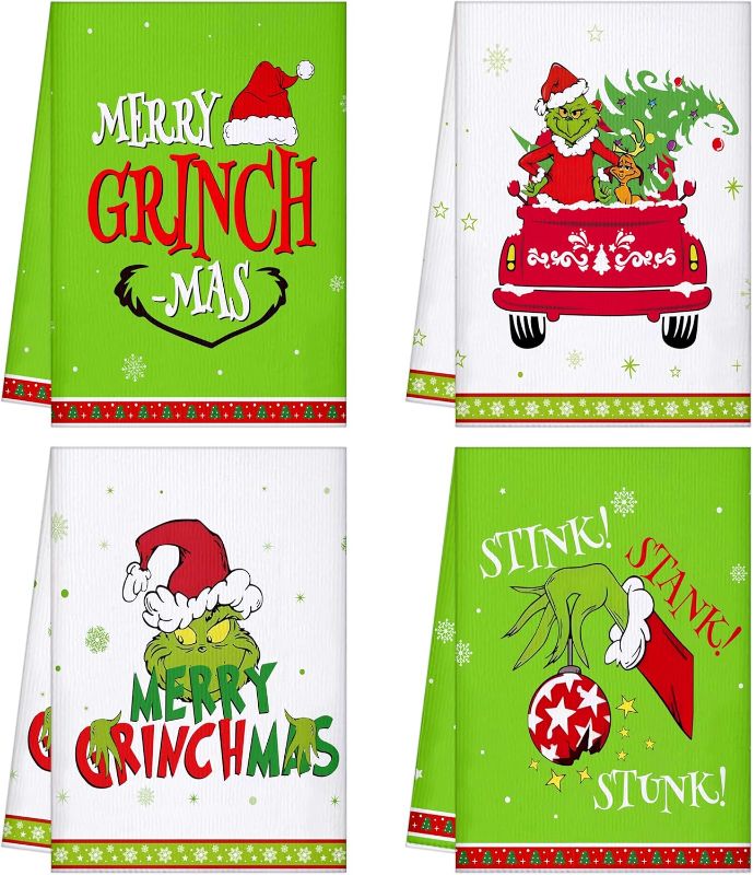 Photo 1 of 4Pcs Christmas Kitchen Towels Decor - Hand Towel Dish Set Decorations for Bathroom Holiday Home